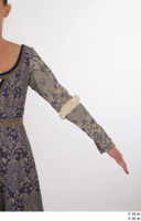  Photos Woman in Historical Dress 1 15th Century Medieval Clothing arm blue dress sleeve 0002.jpg